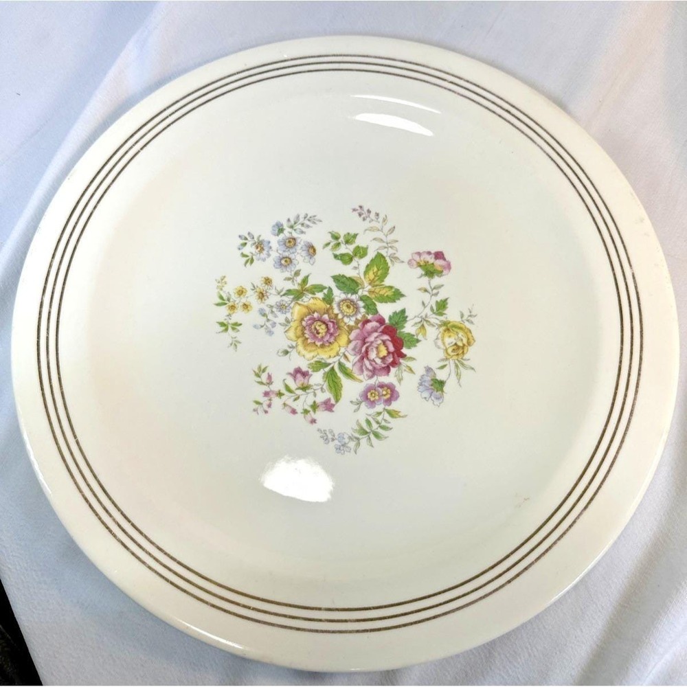 Royal China Serving Plate 12" diameter Warranted 22 K Gold Floral Design